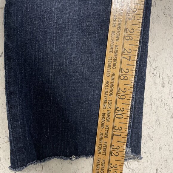 Levis Jeans Men Sz 32 x 32 Blue 511 Slim Dark Rinse Black Patch Raw Hem Modified - Picture 11 of 12